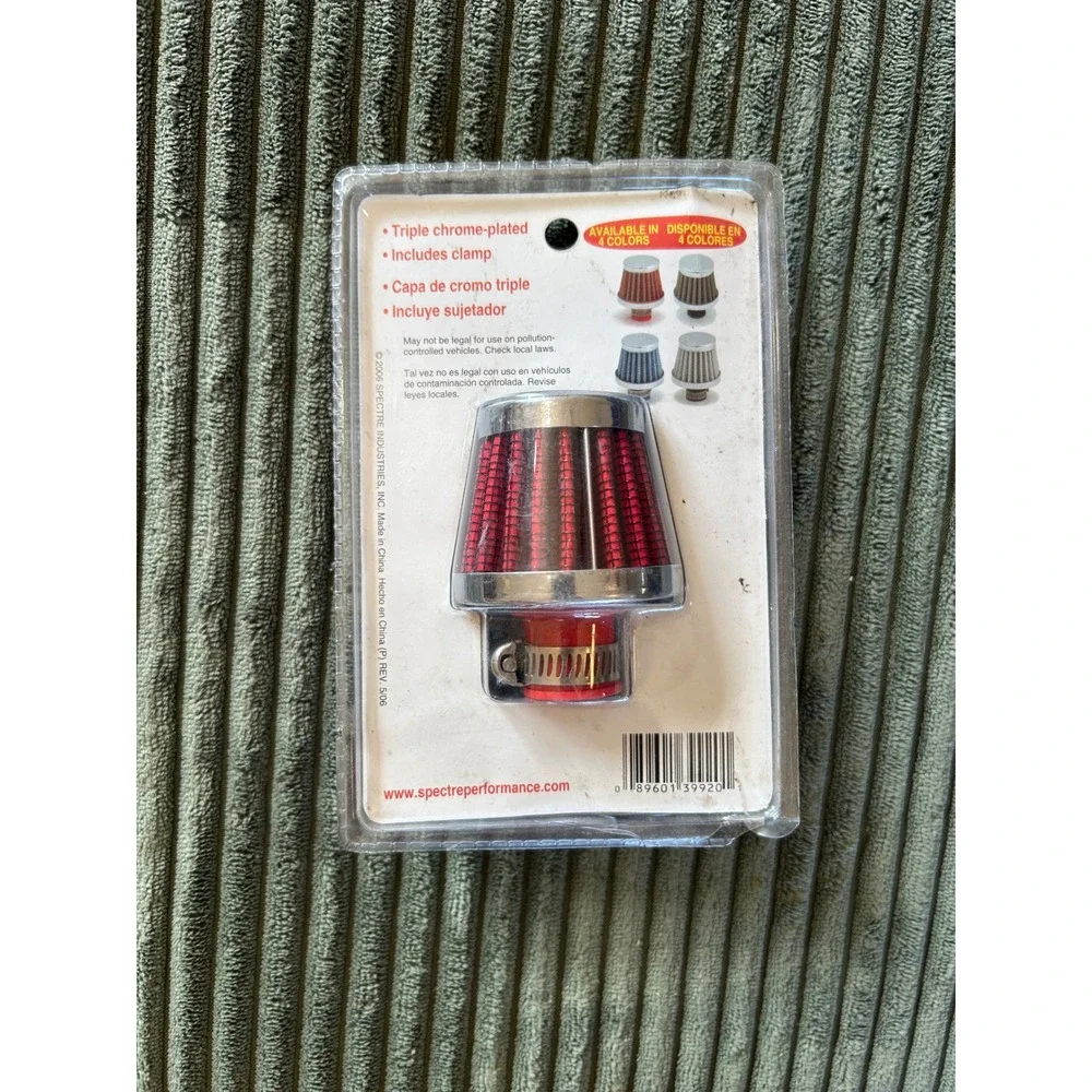 Spectre 3992 Red Universal Breather Filter Fits 3/8 to 1/2 Inch Tubes With Clamp